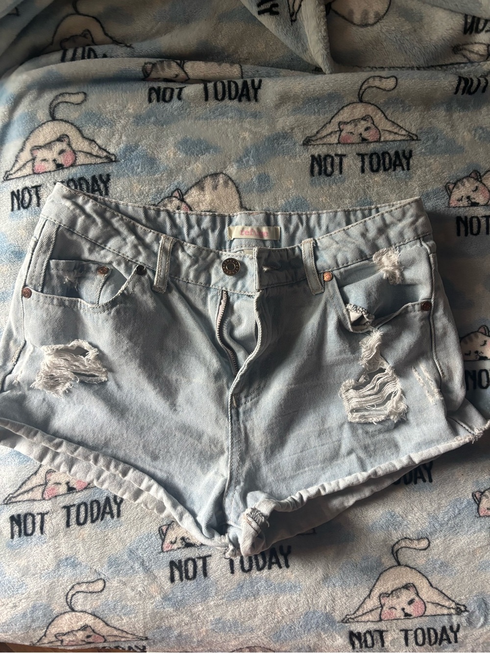 refuge Light Blue Distressed Jean Shorts